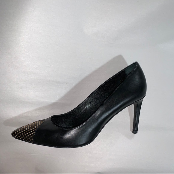 SAINT LAURENT size 39.5 black calfskin stud pumps - Picture 2 of 13